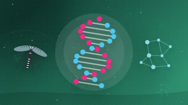 Minh họa chuỗi DNA với nhiều điểm đích, biểu tượng công nghệ gene drive